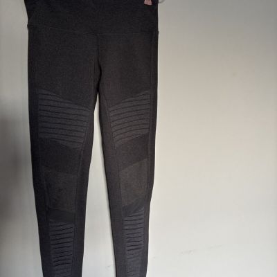 ALO Yoga Black High Waist Moto Leggings Size S Mesh Sheer Stretch Athleisure